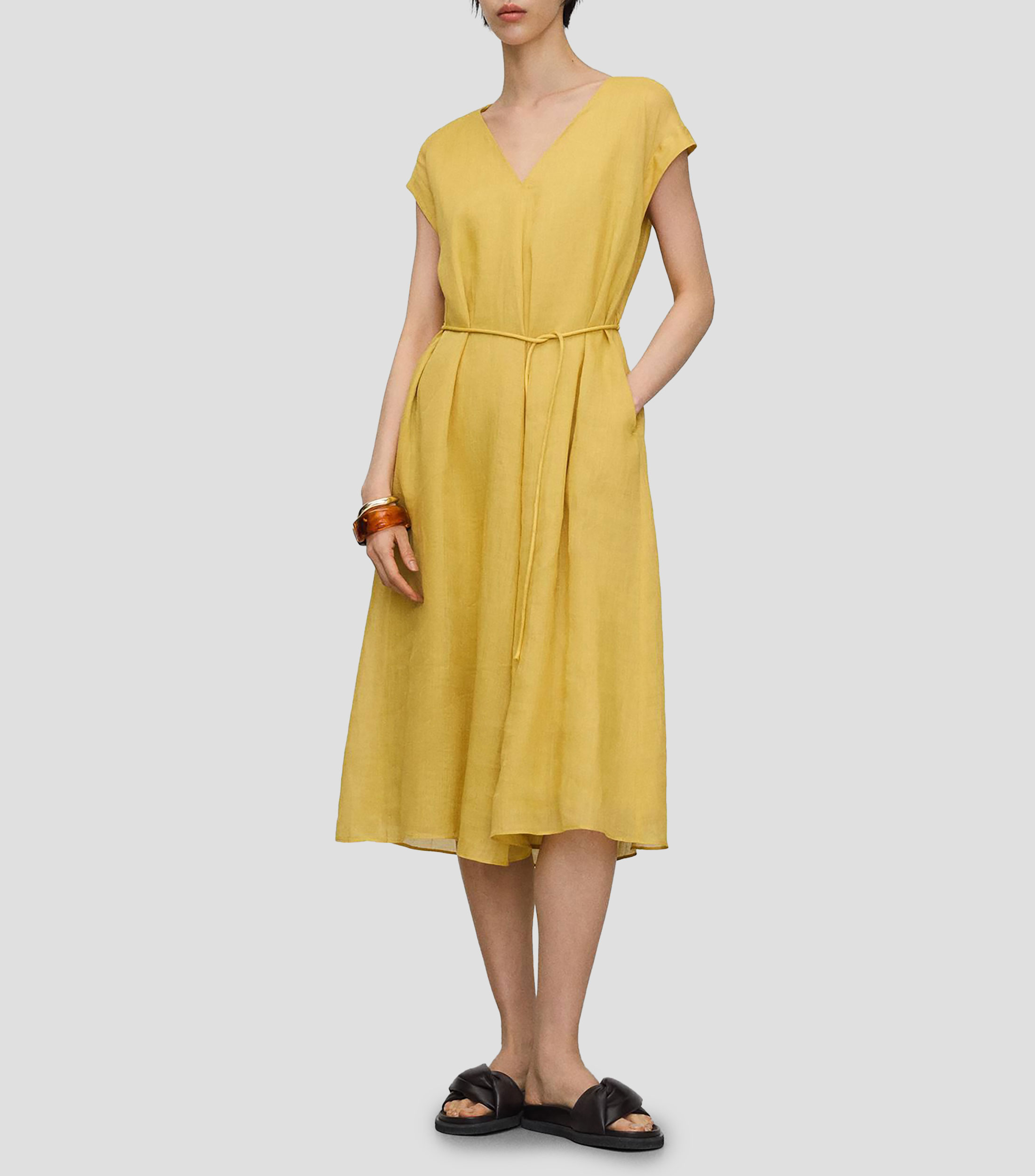 Vestido midi liso Mujer